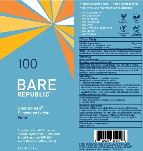COOLA BARE REPUBLIC CLEARSCREEN SPF100 packaging