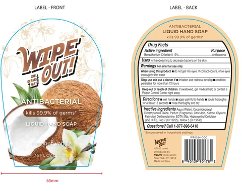 WIPE OUT ANTIBACTERIAL Liquid Hand coconut vanilla packaging