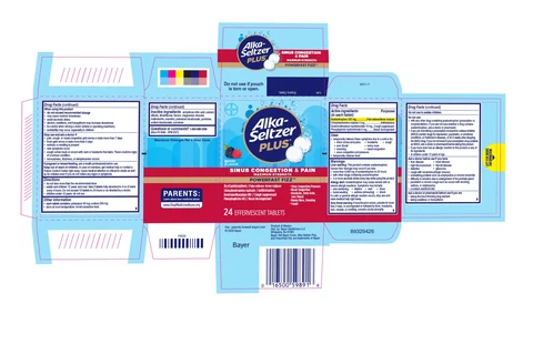 Alka-Seltzer Plus Maximum Strength Sinus Congestion and Pain PowerFast Fizz packaging