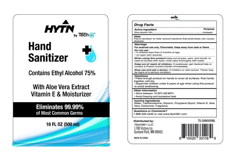 TECH361 HYTN HAND SANITIZER WITH ALOE VERA AND VITAMIN E 포장