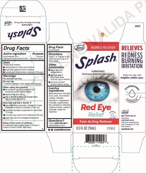 Splash Redness Reliever packaging