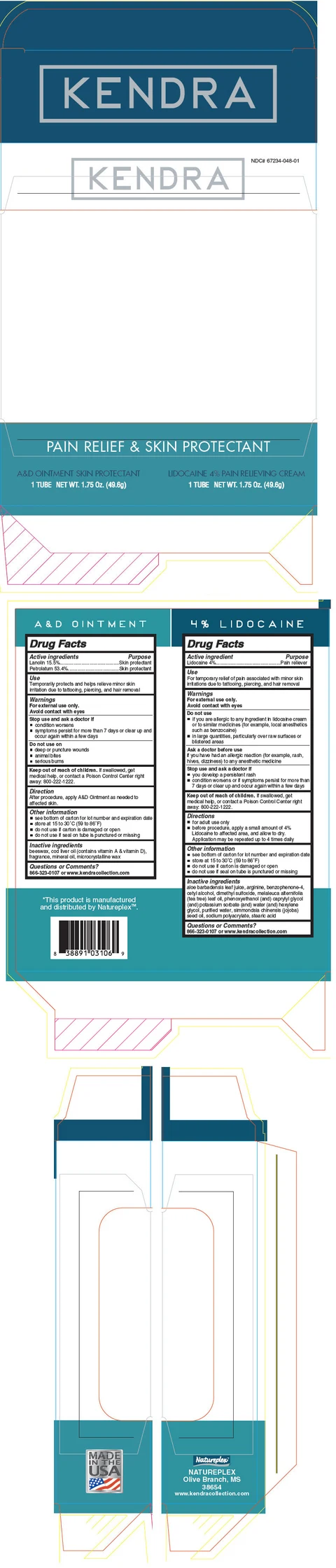 Kendra SKIN PROTECTION and PAIN RELIEF FOR HAIR REMOVAL 포장