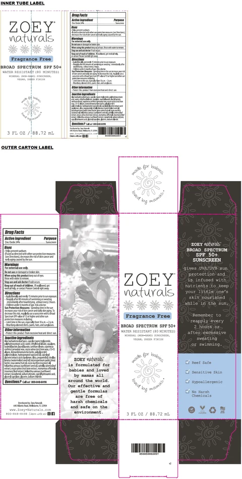 Zoey naturals Broad Spectrum SPF 50Plus Fragrance Free Sunscreen 포장