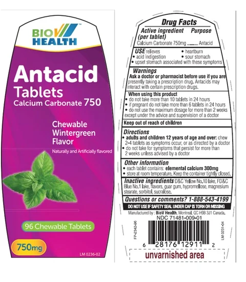 Bio V Antacid Wintergreen 96ct 포장