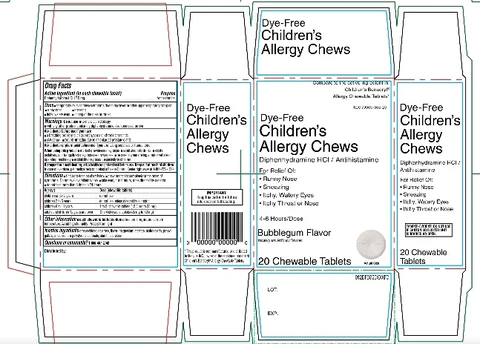 WalmartDye Free Chidrens Allergy Chews Bubblegum packaging