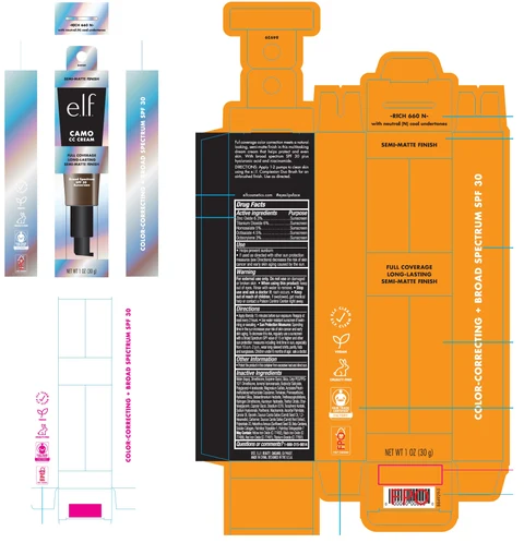 e l f Camo Semi Matte CC SPF 30 Rich 660 N packaging