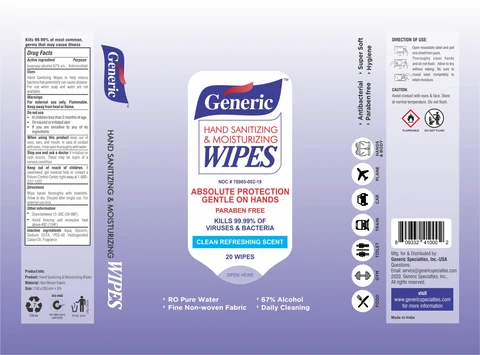 Hand Sanitizing and Moisturizing Wipes packaging