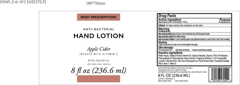 BODY PRESCRIPTIONS Apple Cider INFUSED WITH VITAMIN E ANTIBACTERIAL HAND 포장