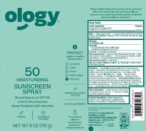 Walgreens SPF 50 Premium Moisturizing Continuous Sunscreen packaging