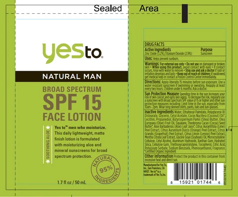 Yes to Natural Man Broad Spectrum SPF 15 Face packaging