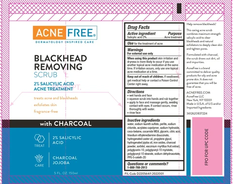 Acne Free BLACKHEAD REMOVING SCRUB 2 Salicylic Acid with Charcoal packaging