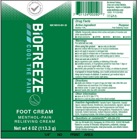 Biofreeze Foot Cream 포장