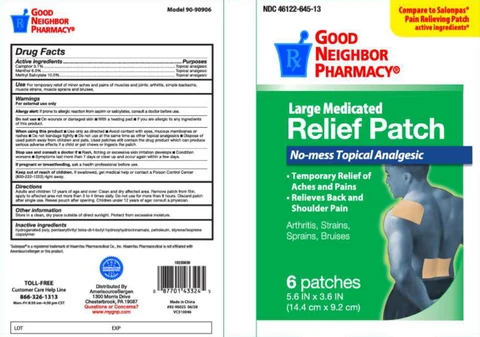 Large Medicate Relief Patches packaging