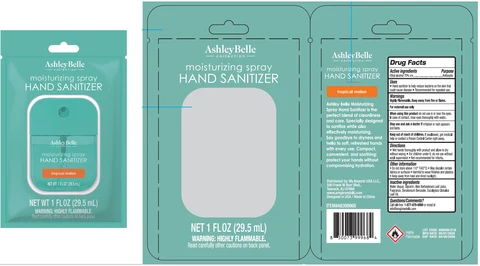 Ashley Belle Moisturizing Hand Sanitizer Tropical Melon 포장