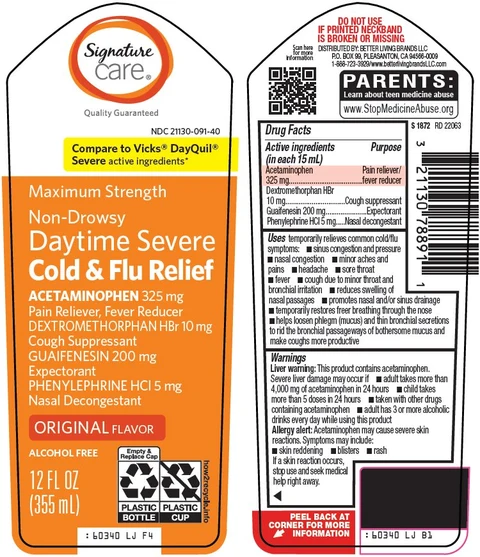 Signature Care Non drowsy Daytime Severe Cold and Flu Relief 포장