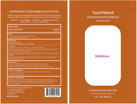 Touchland Power Mist Hydrating Hand Sanitizer, Cinnamon Gingerbread 포장