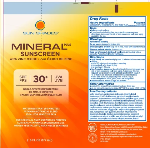 Sun Shades Mineral Plus Sunscreenwith Zinc Oxide 포장