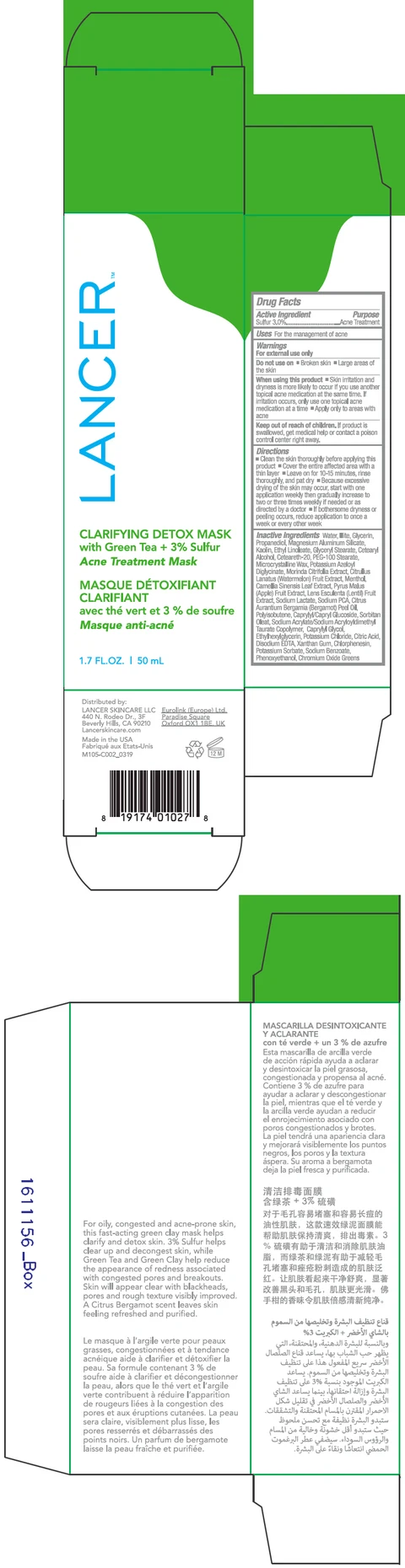 Clarifying Detox Mask with Green Tea plus Sulfur Acne Treatment Mask packaging