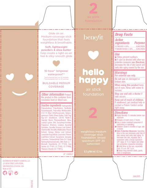 Benefit Hello Happy Air Foundation Shade 2 포장