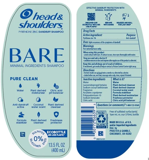Head and Shoulders Bare Minimal Ingredients packaging