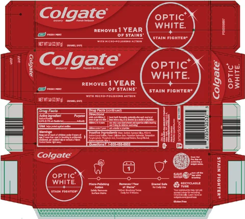 COLGATE OPTIC WHITE NON-HP STAIN FIGHTER FRESH MINT packaging