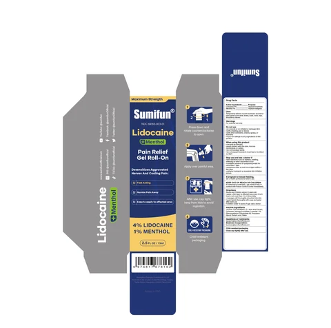 Lidocaine Pain Relief Gel Roll-On packaging