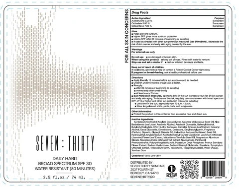 Seven Thirty Daily Habit Broad Spectrum SPF 30 포장