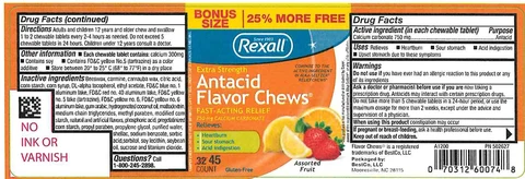 Rexall Antacid Flavor Chews packaging