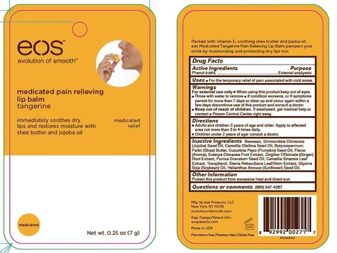 eos Medicated Pain Relieving Lip Balm packaging