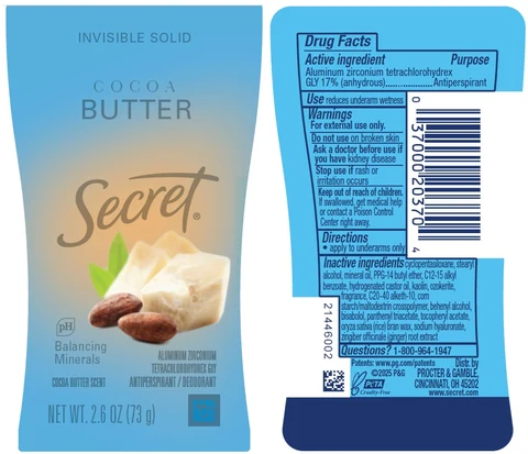 Secret Cocoa Butter Invisible Solid 포장