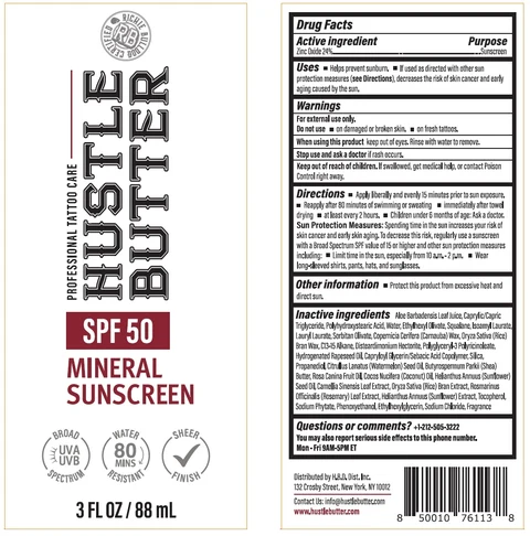 HUSTLE BUTTER SPF 50 MINERAL SUNSCREEN packaging