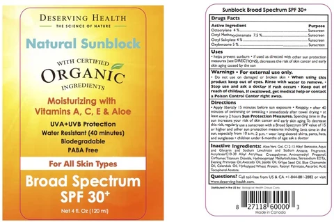DESERVING HEALTH NATURAL SUNBLOCK 포장