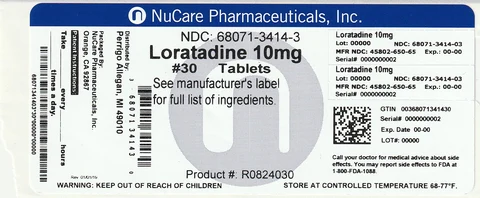 Loratadineantihistamine packaging