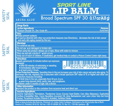 Aruba Aloe Sport Line Lip Balm Broad Spectrum SPF 30 포장