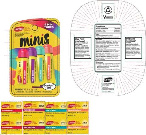 Carmex Daily Care Moisturizing Lip Balm SPF 15 Sunscreen Minis 포장
