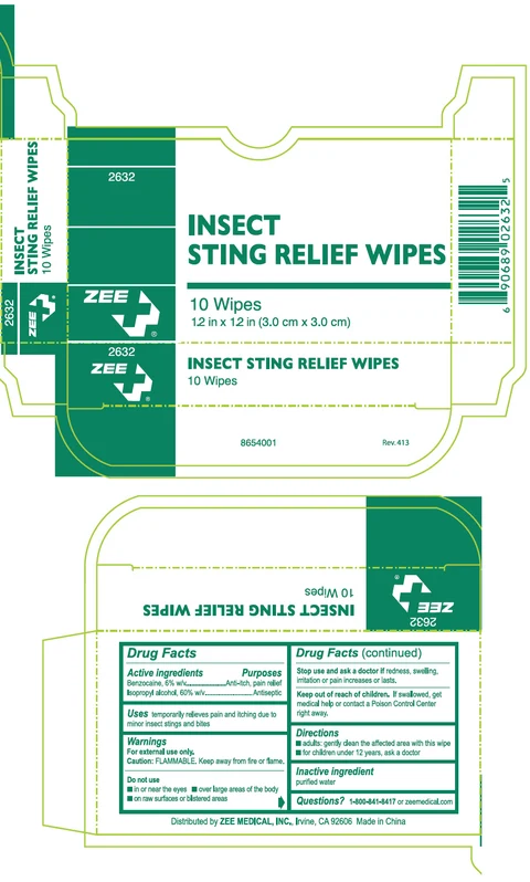 Insect Sting Relief Wipes packaging