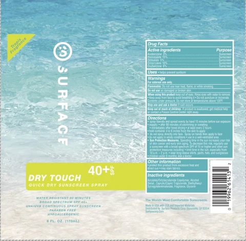Surface Sun Dry Touch SPF 40 Sunscreen 포장