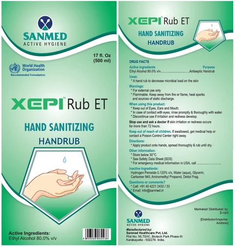 XEPI Rub ET HAND SANITIZING HANDRUB packaging