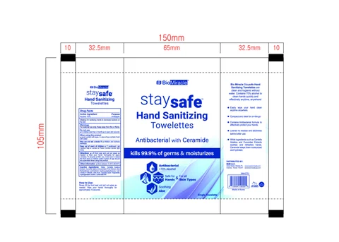BioMiracle staysafe Hand Sanitizing Towelettes 포장