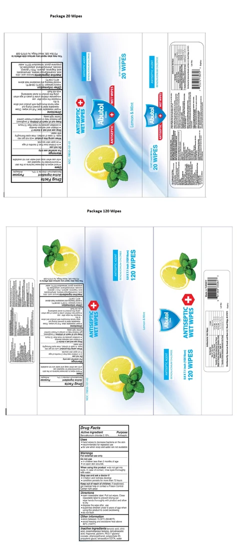 ABUTOL ANTISEPTIC WET WIPESLemon and Mint 포장