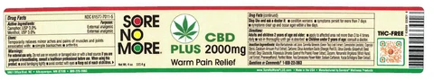 Sore No More Warm Therapry Plus CBD 2000mg packaging