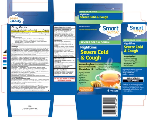 Smart sense Nighttime Severe Cold and CoughHoney Lemon infused with Chamomile and White Tea Flavors 포장