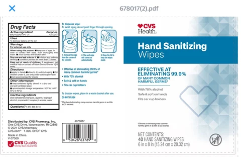 CVS Health Hand Sanitizing Wipes packaging