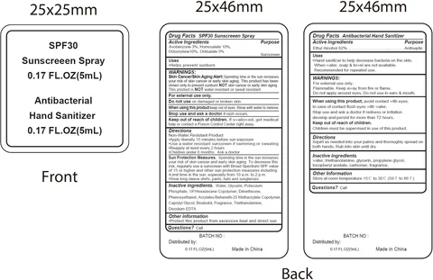 SPF30 Sunscreen and Antibacterial Hand Sanitizer 포장