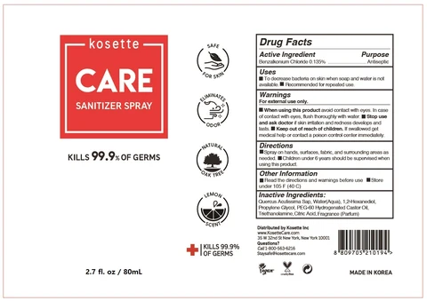Kosette Care Sanitizer packaging