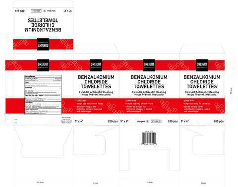 Benzalkonium Chloride Towelette 포장