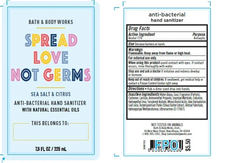 Anti-Bacterial Hand SanitizerSpread Love Not Germs (Sea Salt and Citrus) 포장