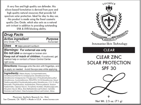 Clear Clear Zinc Solar Protection SPF 30 packaging