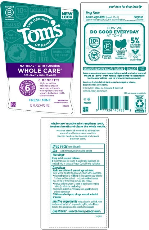 Toms Whole Care Mouthwash Fresh Mint packaging