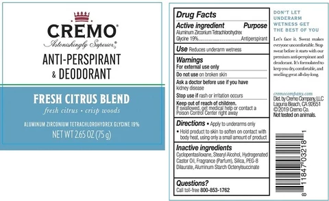Cremo Anti-Perspirant DeodorantFresh Citrus Blend 포장